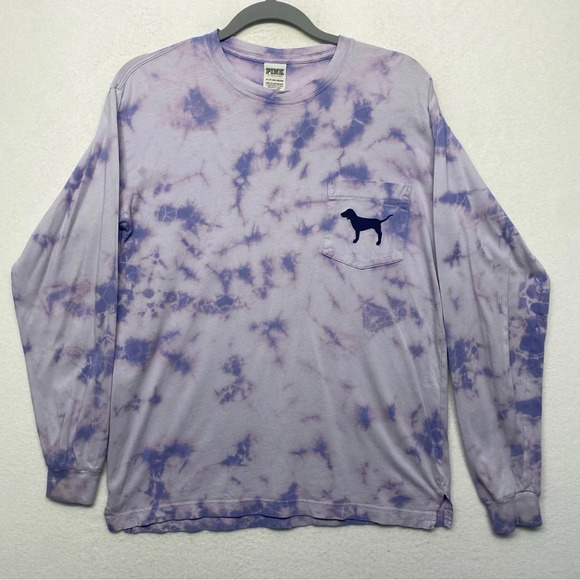 Pink Victorias Secret Purple Long sleeve Tie Dye Shirt Xs dog - Picture 1 of 7